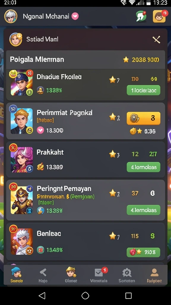 Level permainan yang menantang dan beragam.